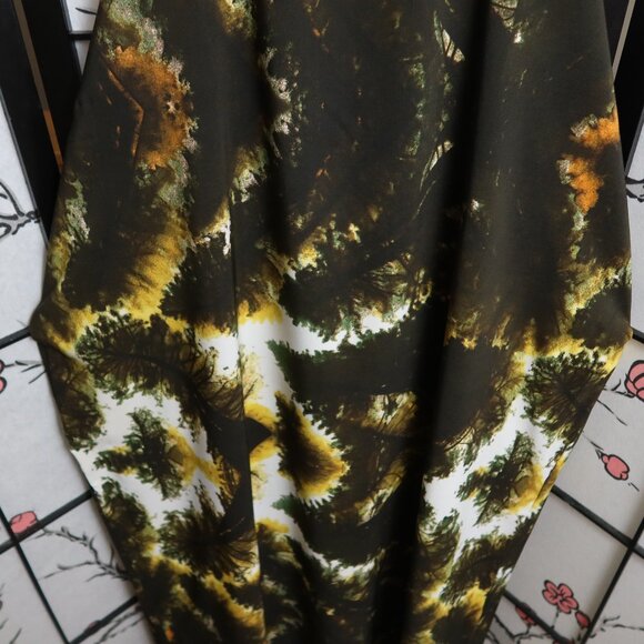 West African Stylish Halter Neck Dress in Green and White Tropical One Size NWOT - Picture 5 of 11